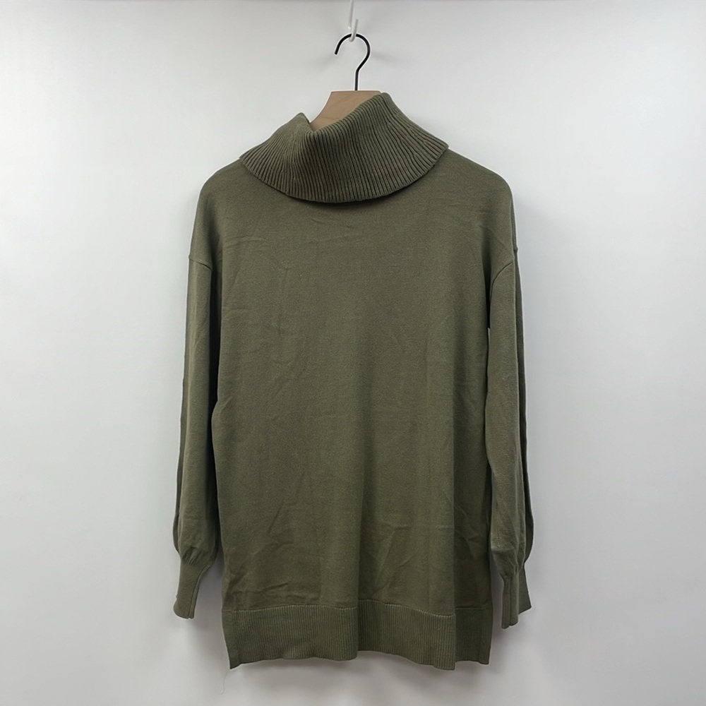 Ann Taylor LOFT Cowl Neck Tunic Relaxed Pullover Knit Sweater Green Medium - Picture 6 of 10